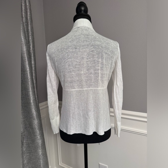 Nice+Zoe linen viscose white ivory open or tie front cardigan S - Picture 3 of 5